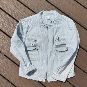VENUS Light Blue Frayed Denim Jacket